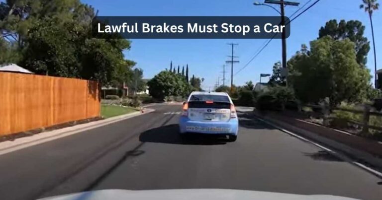 Lawful Brakes Must Stop a Car Within a Distance of 25 feet